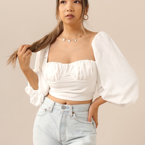 Peasant long sleeve white off the shoulder blouse - Picture 4 of 5